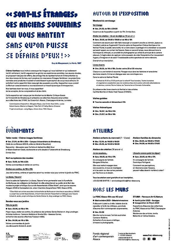 Chères hantises - Programme détaillé 