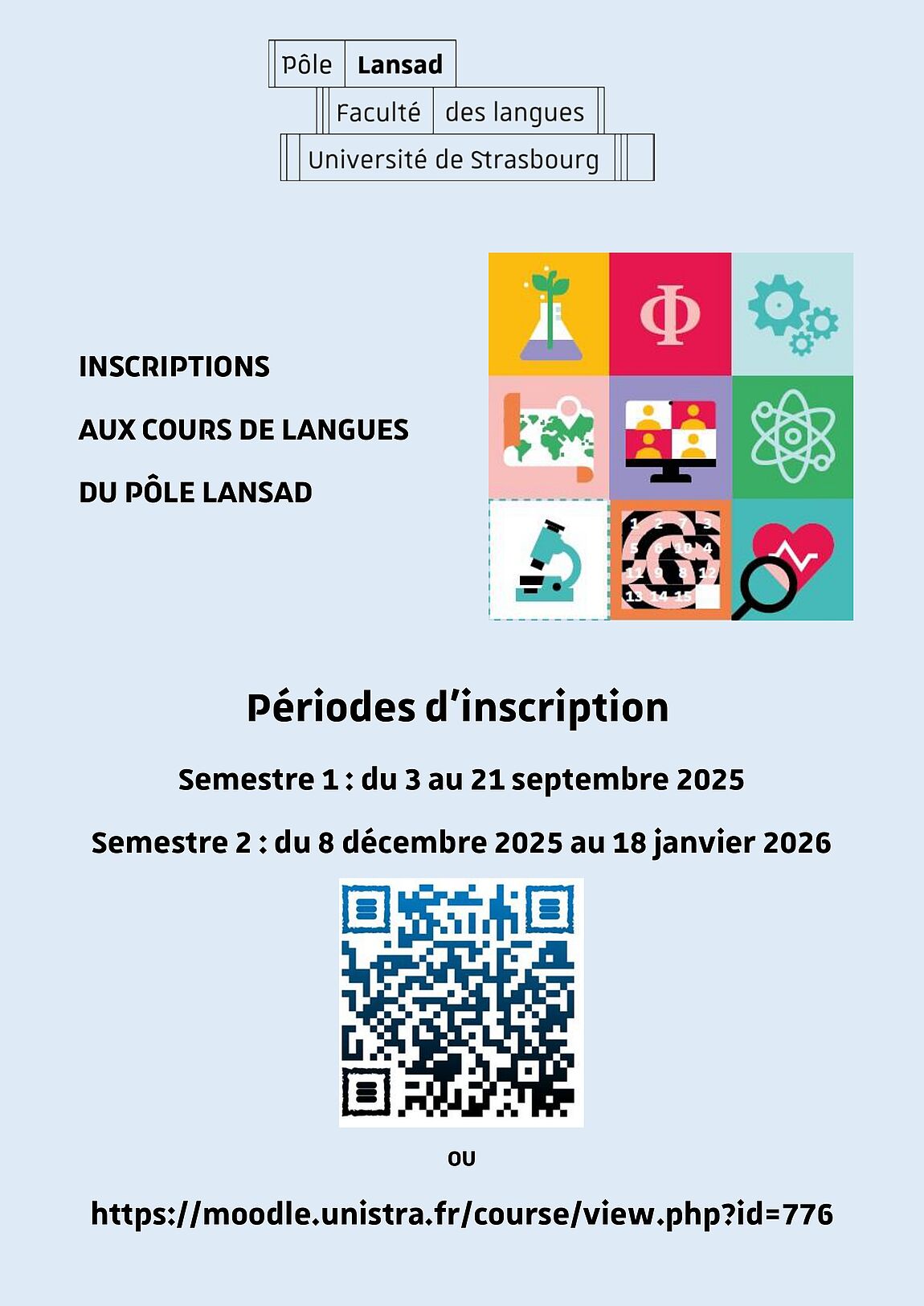 Affiche procédure d'inscription LANSAD QR code